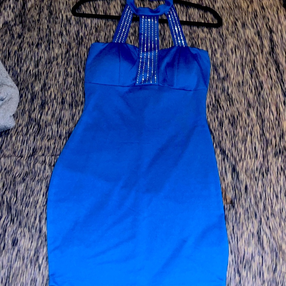 Blue , halter dress